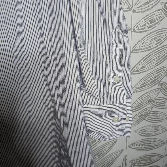 Babaton Shirt Dress Blue Pinstripes Button Neckline Minimalist Old Money Preppy - Picture 5 of 9